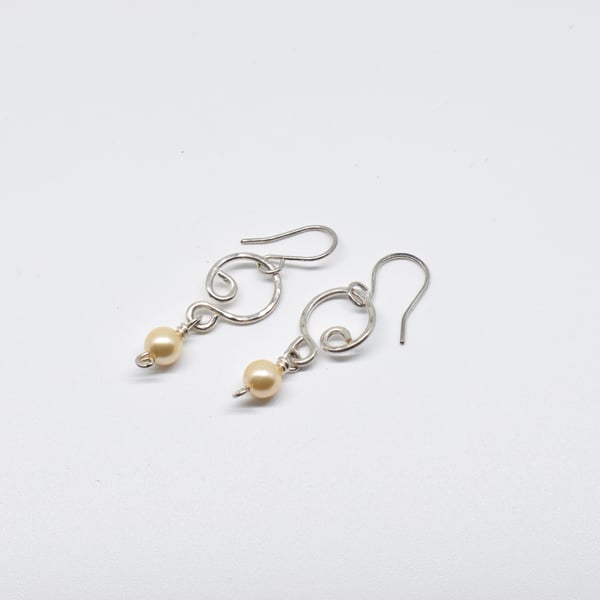 Shell Pearl and Silver Filled Earrings