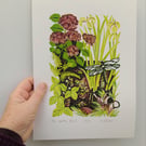 The Garden Pond' - linoprint