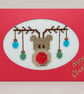 Handmade Cross Stitch Rudolph Reindeer Christmas Card – 6 x 4 Inch - Image 4