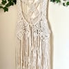 Boho hippy Cream macrame waistcoat, includes free UK delivery