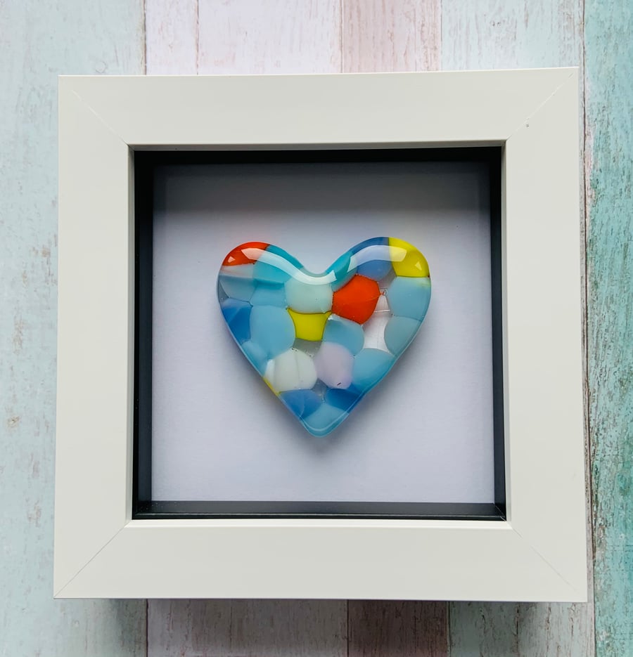 Beautiful Framed Cast Glass Heart