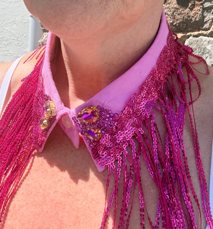Bold Hot Pink & Gold Statement Collar - The Neckcessory Detachable Collar