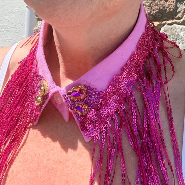 Bold Hot Pink & Gold Statement Collar - The Neckcessory Detachable Collar