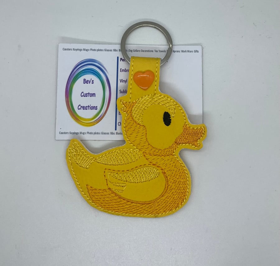 Embroidered rubber duck Keyring