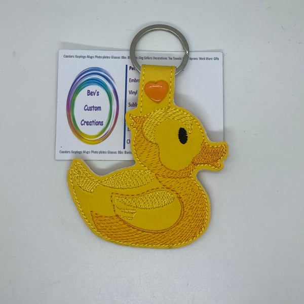 Embroidered rubber duck Keyring