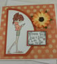 Handmade good luck card - girl with phone - Image 5