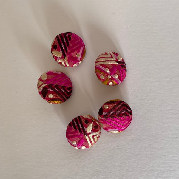 Woven silk hand covered buttons - set of 5
