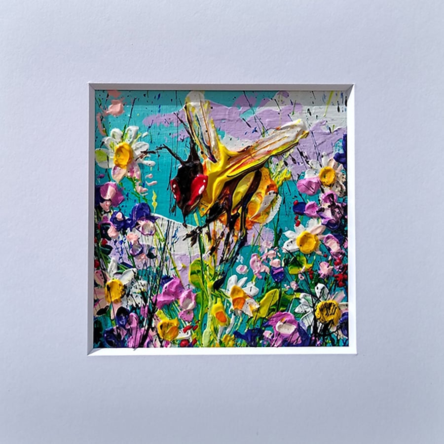 Acrylic french mounted original bumblebee painting