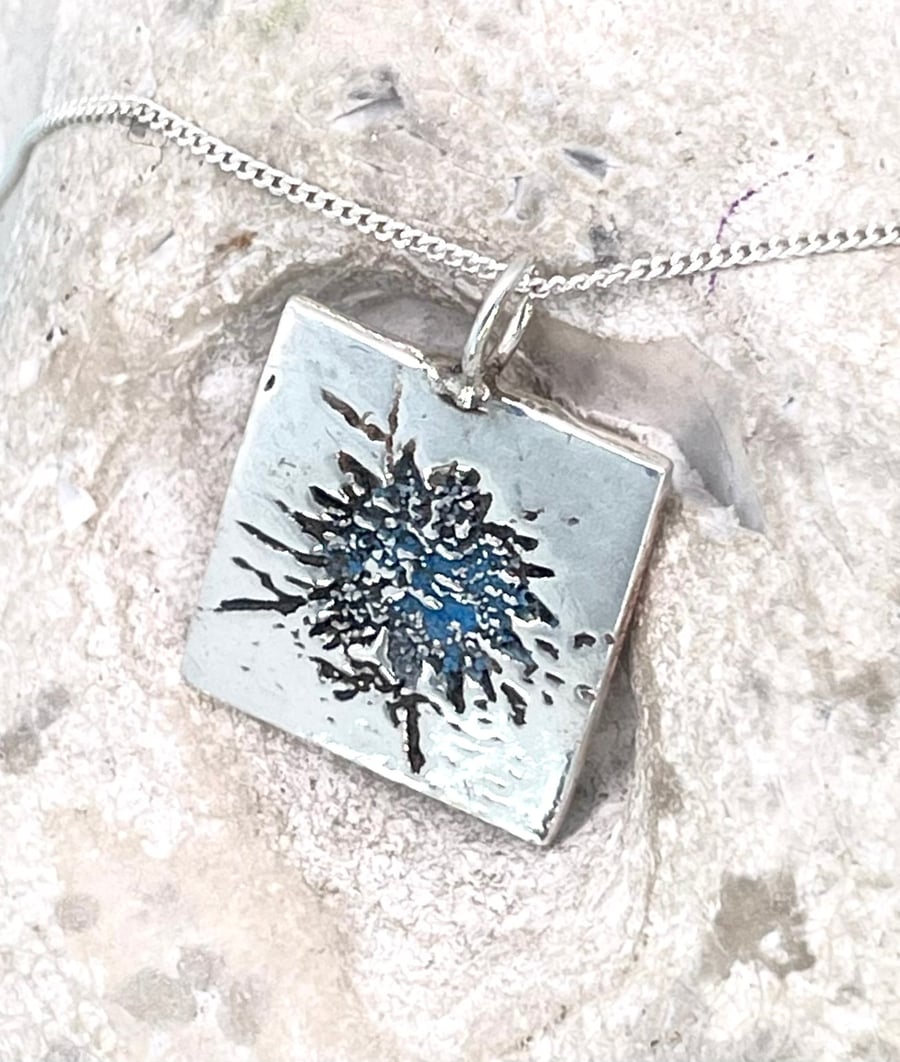 Fine silver nigella flower pendant 