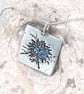 Fine silver nigella flower pendant 