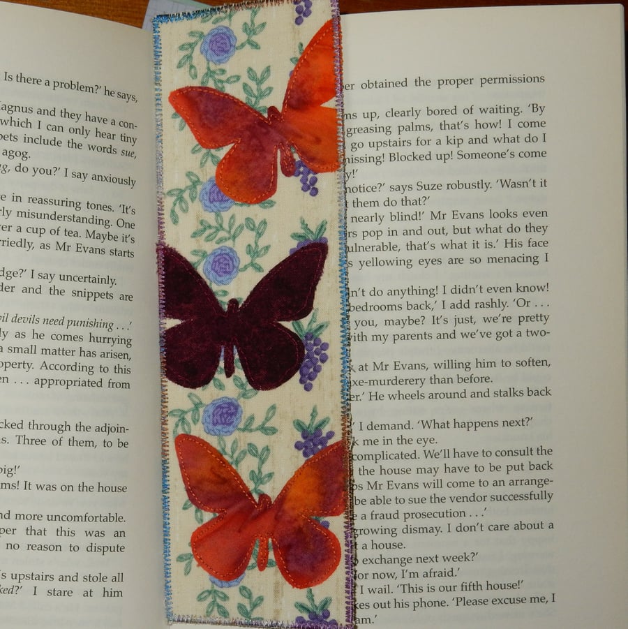 Bookmark bright applique butterflies