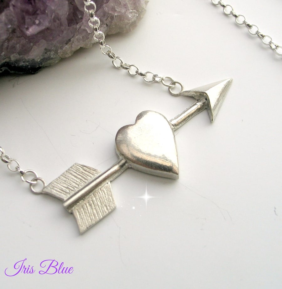 Silver Tattoo Heart Necklace