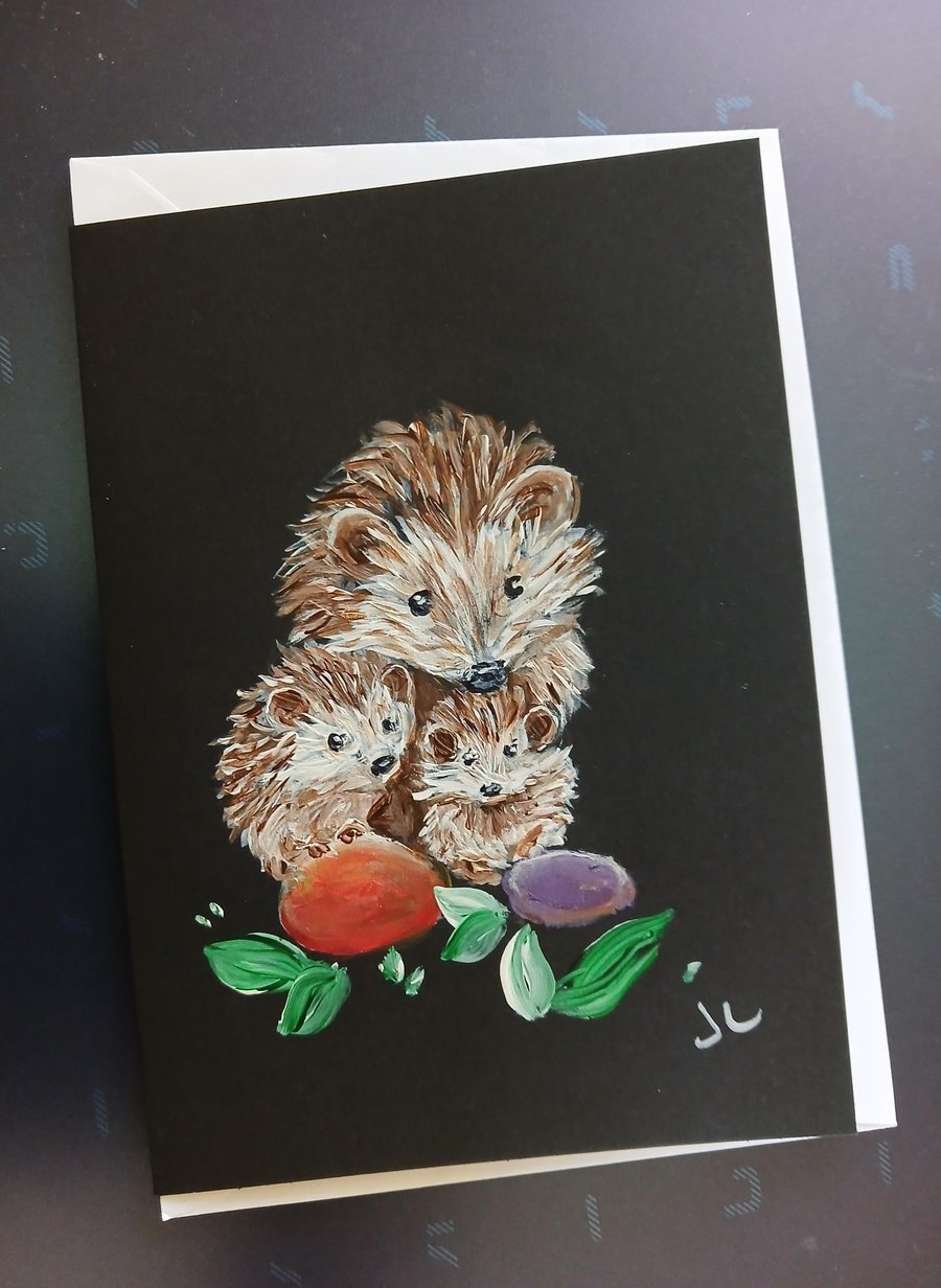Hand Painted Hedgehog Greetings Card