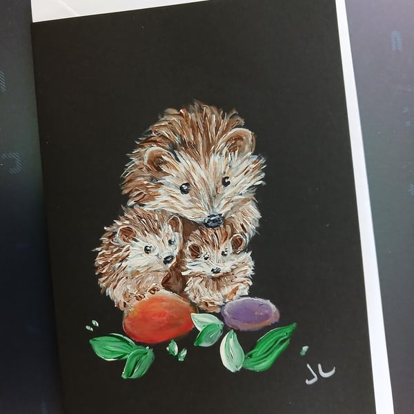 Hand Painted Hedgehog Greetings Card