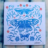 Botanical Butterflies Blue Spring Greetings Card 
