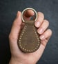 Rustic Brown Full Grain Leather Teardrop Key Fob Saddle Stitched UK - Image 2