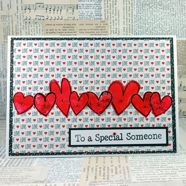 Handmade hearts Valentine's Day card