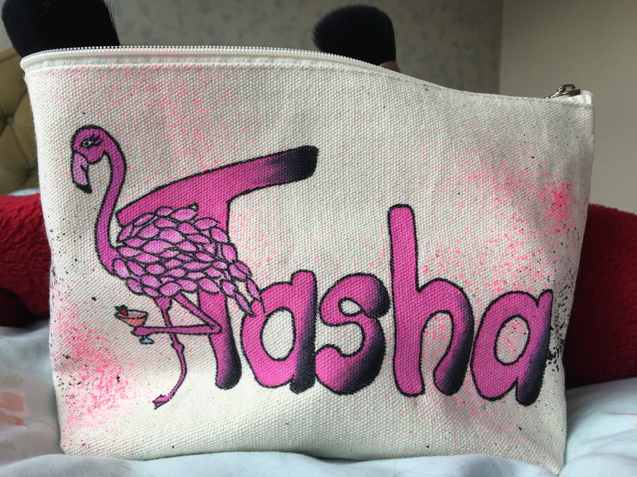 PERSONALISED MAKEUP BAG - FLAMINGOS & TEQUILA LOVER GIFT