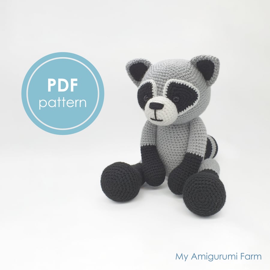 PATTERN: crochet raccoon pattern - amigurumi raccoon pattern - raccoon