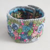 Embroidered and Felted Cuff - Blue Roses 