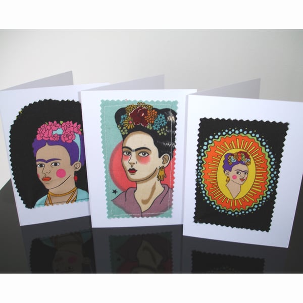 Frida Kahlo Cards Pack of 3 Art Card Notelet Self-Portrait Mexican Artist