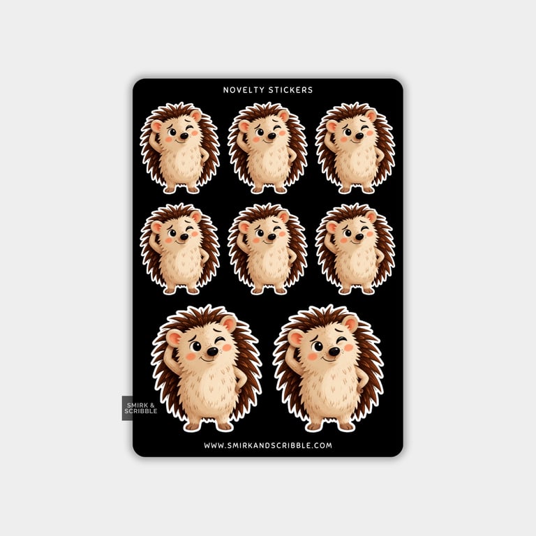 Funny Vinyl Sticker Sheet For Adults - Cute Hedgehog