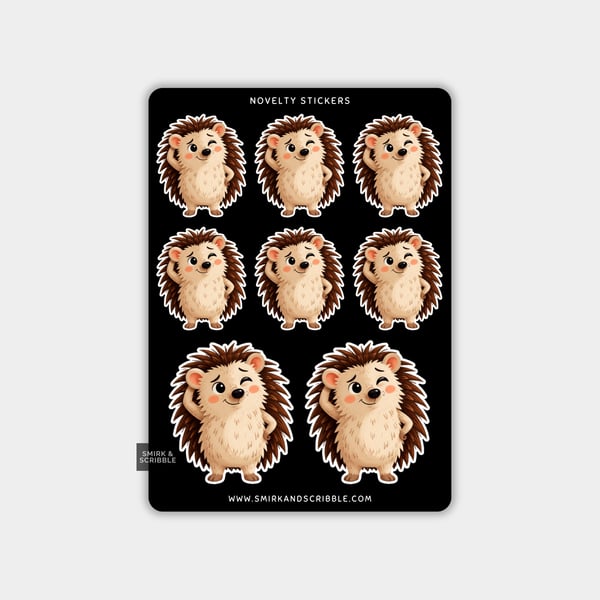 Funny Vinyl Sticker Sheet For Adults - Cute Hedgehog
