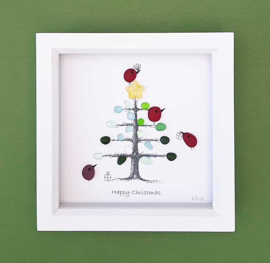 Christmas Tree Sea Glass Art: Christmas Decor