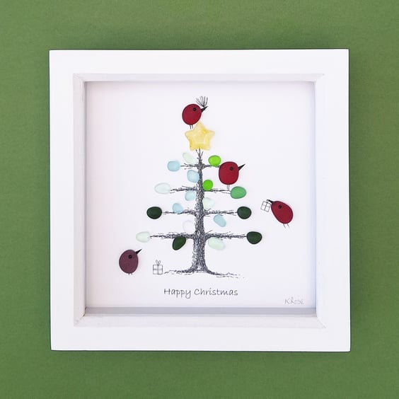 Christmas Tree Sea Glass Art: Christmas Decor