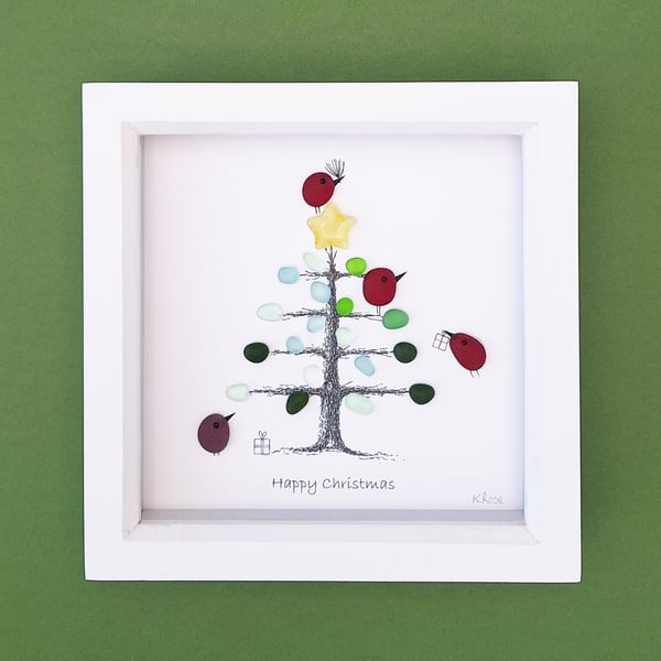 Christmas Tree Sea Glass Art: Christmas Decor