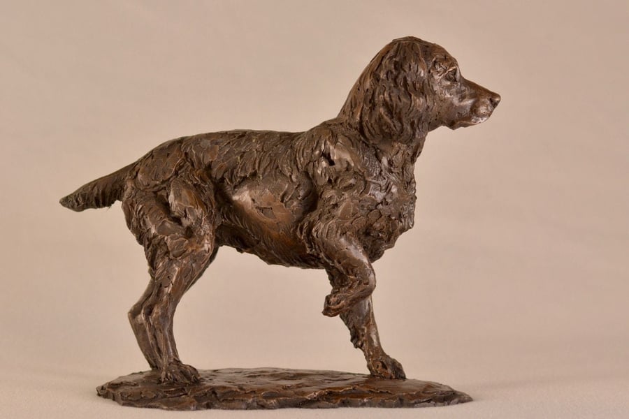 Small Standing Spaniel Animal Statue Small Bronze Resin Sculpture