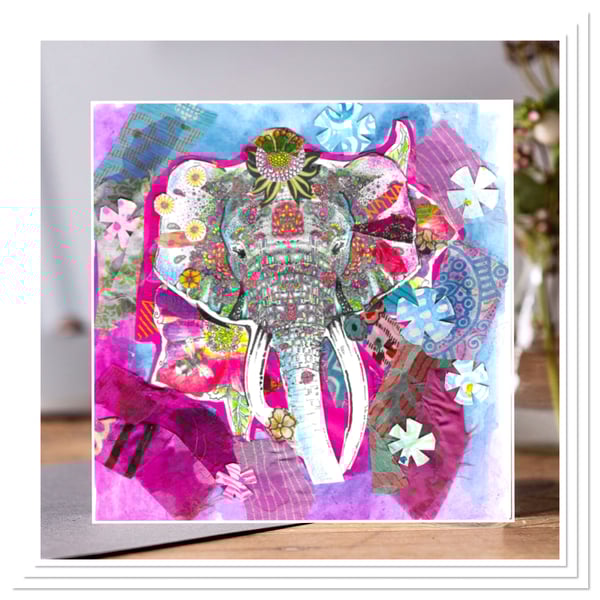 Indian Elephant collage greeting card