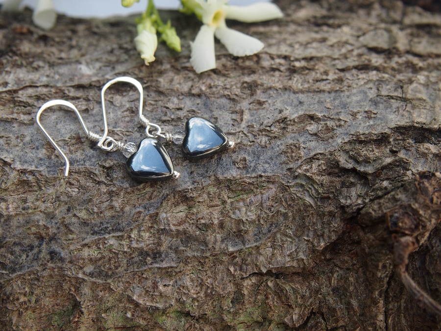 Delicate haematite and sterling silver earrings