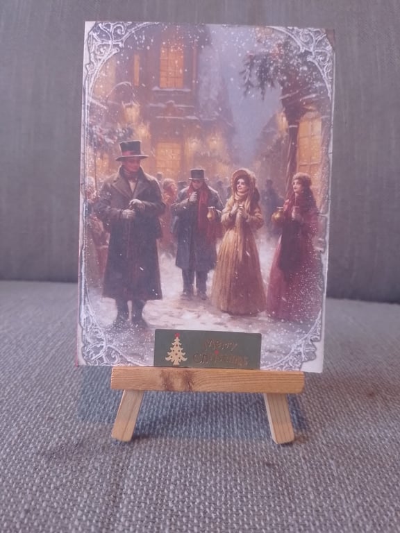 Vintage Town Scene handmade Christmas card