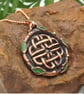 Copper Celtic Shield Knot Pendant Necklace with Tsavorite Garnet Gemstone.