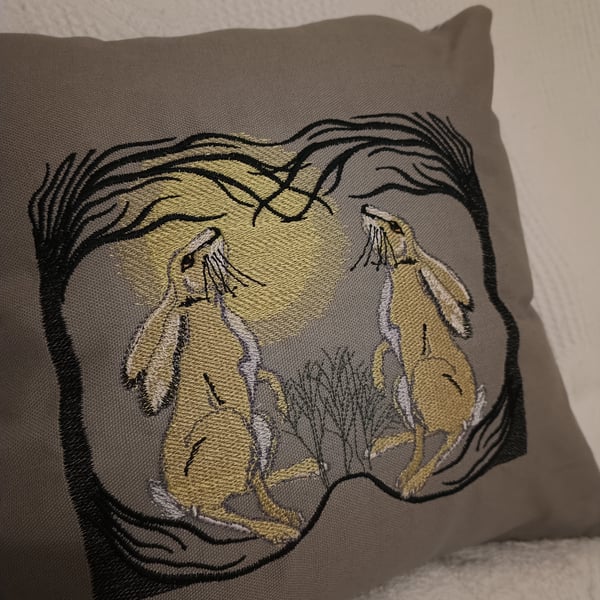 Gazing hares cushion cover