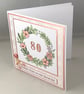 Rose gold flower wreath 80th Birthday card - Image 7