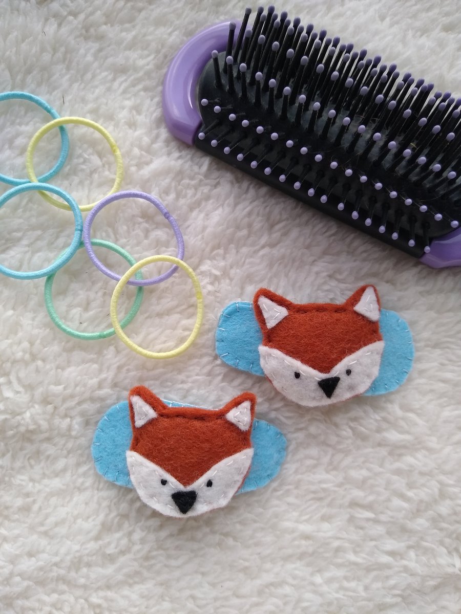 Fox hair clips, toddler hair accessories