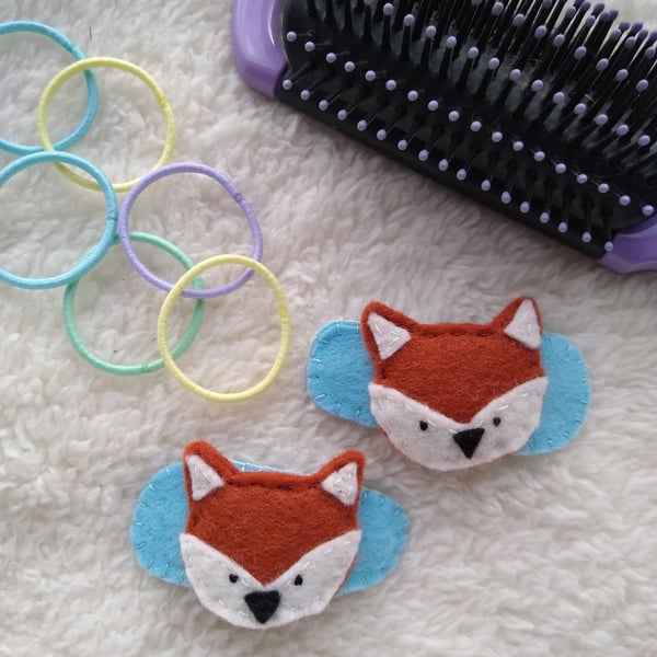Fox hair clips, toddler hair accessories