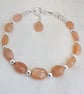 Gorgeous Peach Moonstone and Sterling Silver Bracelet. - Image 2