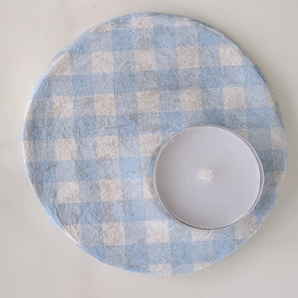 Gingham Pattern Clay Tea light Holder 