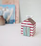 Hand Painted Wooden Beach Hut with Seagull 