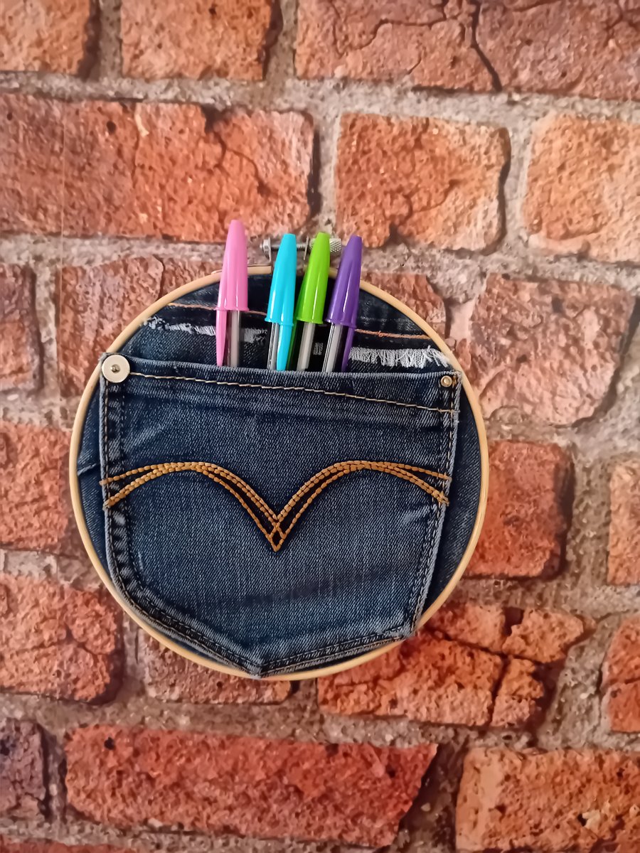 Handmade Denim Pocket Wall Hanging - Small