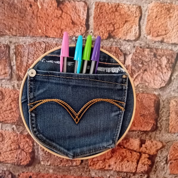 Handmade Denim Pocket Wall Hanging - Small