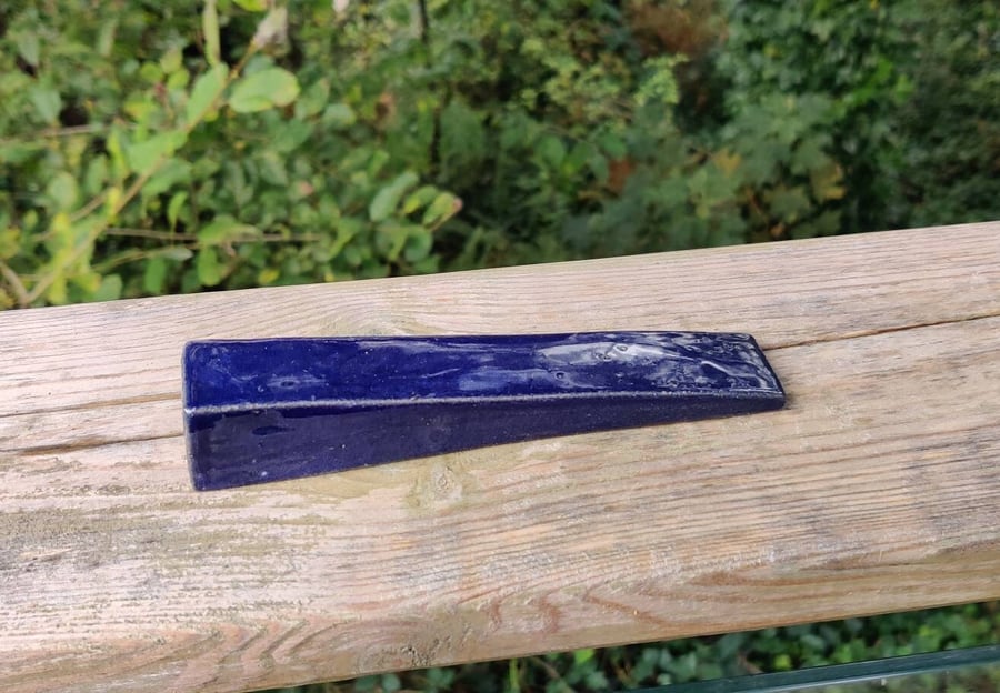 blue door stop, door wedge, ceramic doorstop