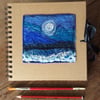 Square moonlit seascape sketchbook or journal. 