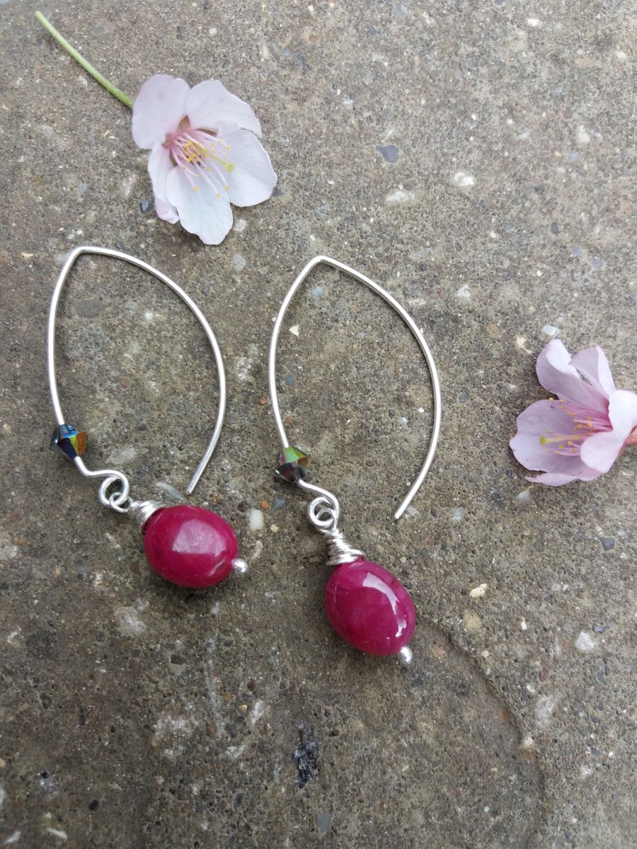 Silver ruby earrings