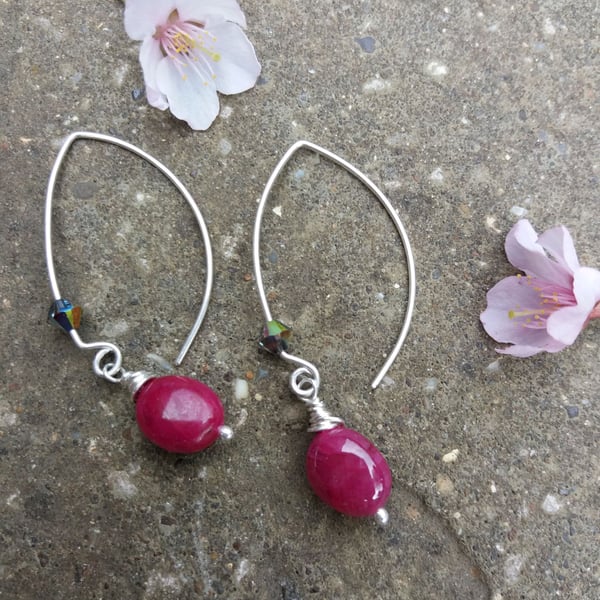 Silver ruby earrings