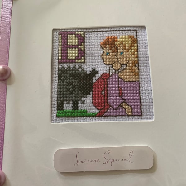 Initial B someone special card, cross stitched initial B card