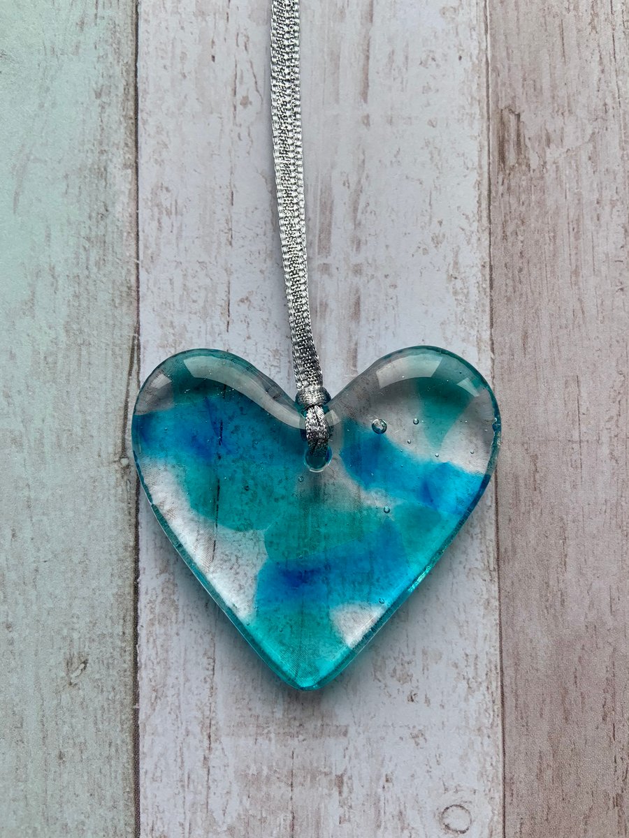 Beautiful Hanging Cast Glass Heart